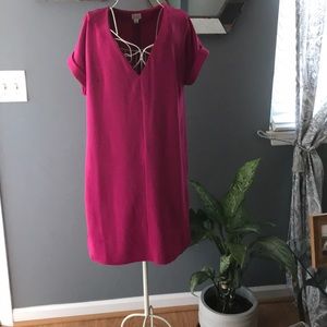 A New Day magenta high lo dress with gold buttons